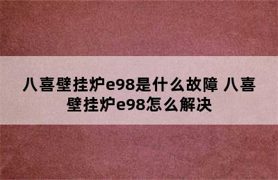 八喜壁挂炉e98是什么故障 八喜壁挂炉e98怎么解决